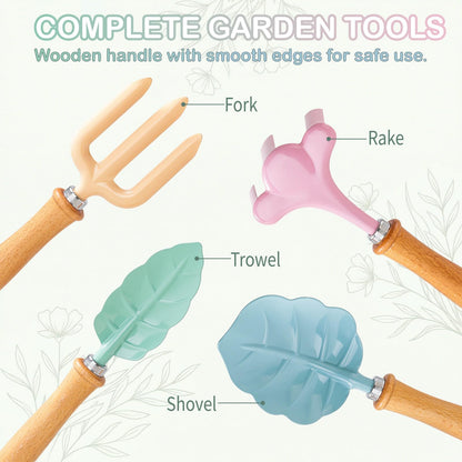 Kids Gardening Set Toys, Garden Tool for Kid with Tote Bag, Repotting Mat, Trowel, Shovel, Fork, Rake, Watering Can and Gloves, Montessori Toy for Kids, Outdoor Toys Gift for Toddlers Boys Girls