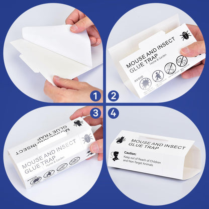 Mouse & Bugs Roach Spider Insect Traps, 76 Pack Glue Traps for Mice Ant Snake Rats, Sticky Pest Control Adhesive Tray for Catching, Sesame Oil Scent Non Toxic Pre-Baited Glue Boards Indoor Home