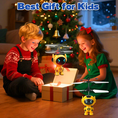 Tcvents Flying Robot Toys for Kids, Flying Ball Hand Operated Drones with LED Lights Indoor Rechargeable Mini Drone Helicopter Birthday Gift for Boys Girls Age 6-8 9 10 11 12+ Years Old, Yellow
