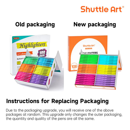 Shuttle Art 108 Pack Highlighters, Highlighters Assorted Colors Set, 6 Bright Colors Chisel Tip Dry-Quickly Non-Toxic Highlighter Markers Bulk for Adults Students Highlighting in Home School Office