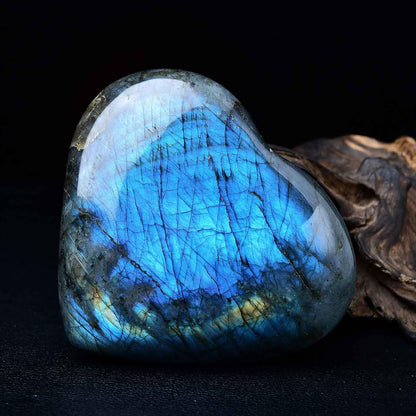 Large Heart Crystal Stones Healing Crystal Palm Polished Love Shaped Gemstones Blue Labradorite Heart Rock Meditation Gift 1.3-1.7Pounds