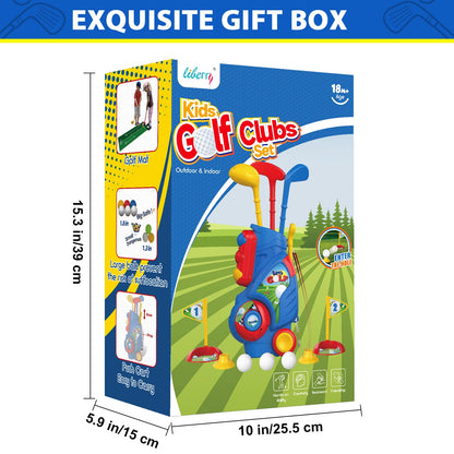 Liberry Toddler Golf Set for 2 3 4 Years Old Boys Girls, Upgraded Kids Golf Clubs Set with Cart, Putting Mat, Outdoor Indoor Sports Toy Birthday Gift, Blue