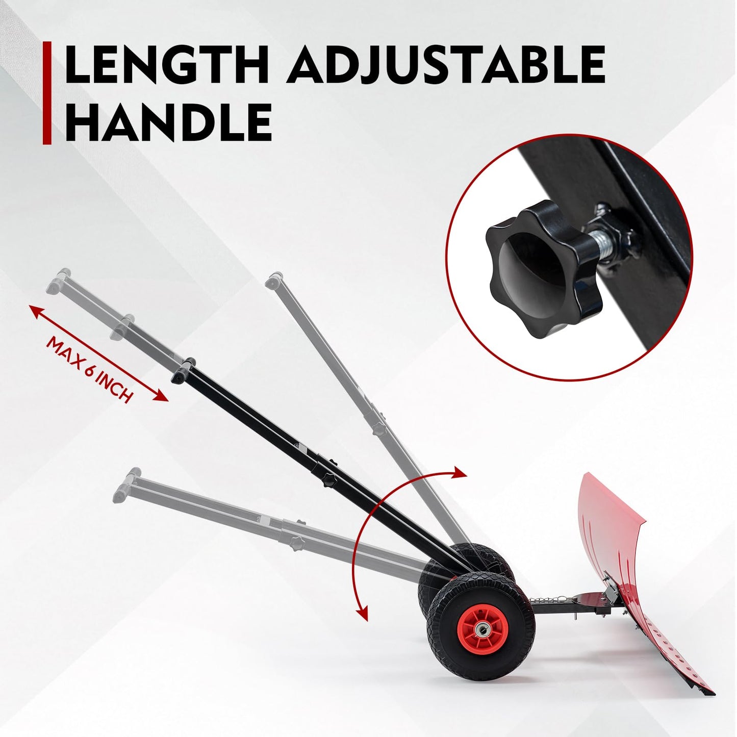 ONECHOI Snow Shovel with Wheels, 29X16.5inch Angled Steel Blade，Heavy-Duty Snow Shovel Pusher and Plow with Height Adjustable Handle for Driveway and Efficient Snow Removal (29 Inch X16.5 Inch)