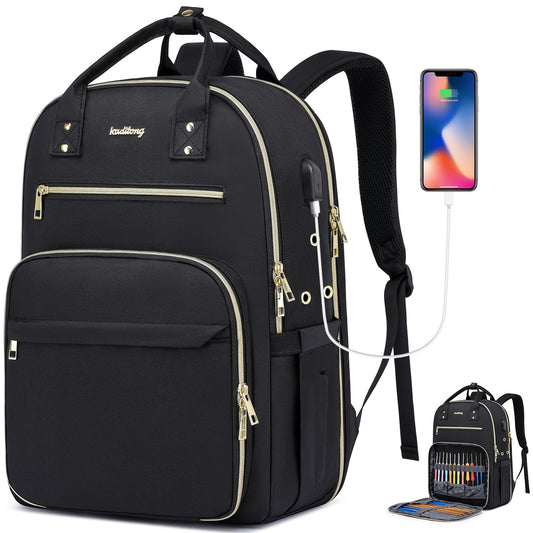 kadilong Knitting Bag Crochet Backpack for Crocheters,Yarn Organizer Storage for Knitters Travel,Large Capacity Crochet Bag Yarn Storage Tote Bag with USB Port Knitting Gifts for Women