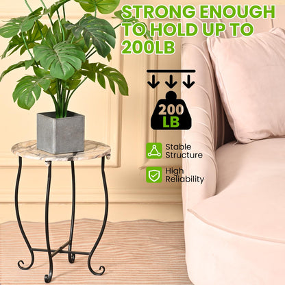 Aonagi Patio Side Table, Versatile 14" Round Side Table for Balcony Yard Porch Bedside Rocking Chair and Pool Chair, Weather Resistant Metal Accent Table for Indoor Outdoor Use, Easy Assembly