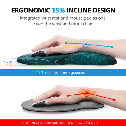 Mouse Pad Wrist Support, Laokiiy 2 in1 Keyboard Wrist Rest+ Ergonomic Mouse Pad, Non-Slip Wrist Rest for Computer Keyboard, Made Easy Typing & Relieve Wrist Pain（Banana Leaf Green）