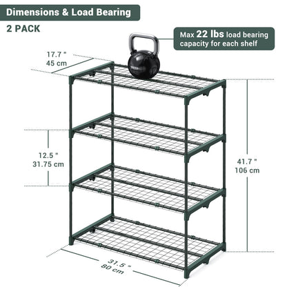 Ohuhu Plant Greenhouse Shelves 4 Tier 2 Pack Extra-Wide Stable Green House Shelving for Outdoor, 31x18x42 Inch Portable Rustproof Metal Shelf Plant Stand Rack Greenhouse Accessories