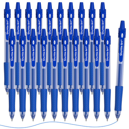 Shuttle Art Blue Gel Pens, 20 Pack Retractable 0.7mm Medium Point Rollerball Blue Ink Pens Smooth Writing with Comfortable Grip for Writing Journaling Taking Notes Office School Home