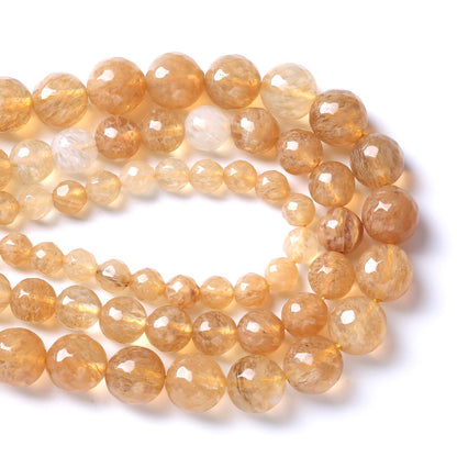 32pcs 12mm Natural Faceted Tea Watermenlon Jade Stone Beads for Jewelry Making Energy Healing Beads DIY Bracelet Necklace Accessories 15" (12mm, Faceted Tea Yellow Jade)