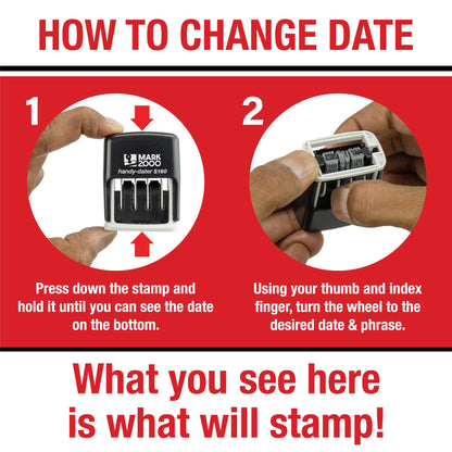 Mark 2000 Self-Inking Rubber Date Office Stamp with Received Phrase Blue Ink & Date RED Ink (Handy-Dater S160), 12-Year Band
