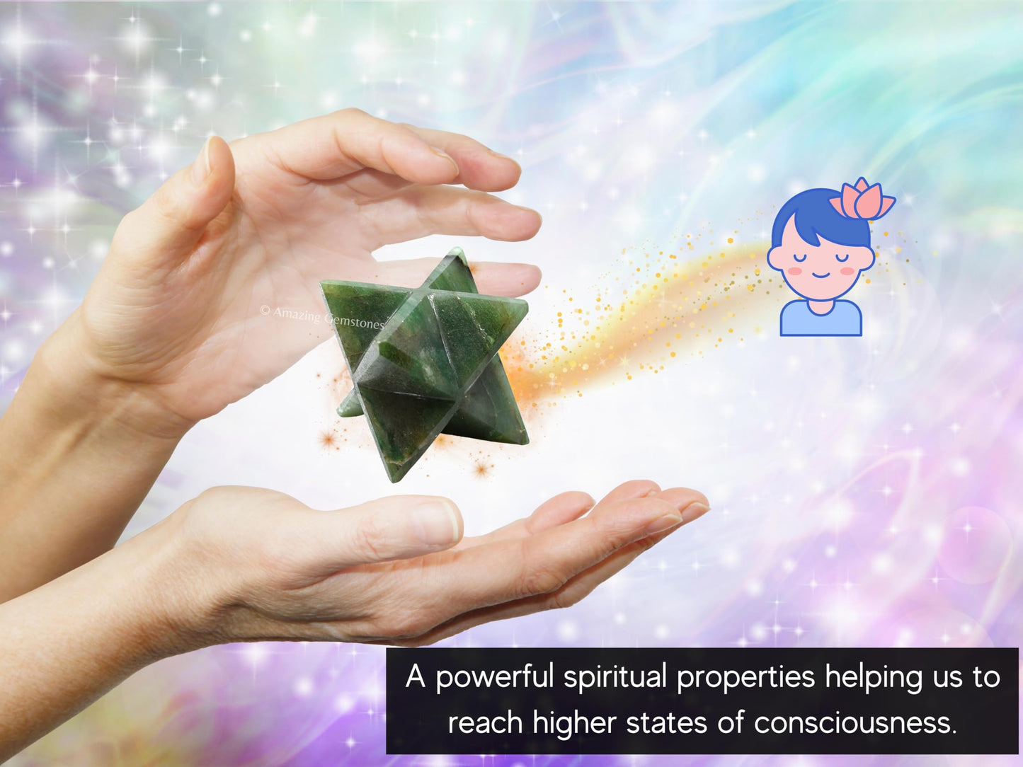 Amazing Gemstone Dark Green Aventurine Merkaba Crystal - 1.5 Inches Metaphysical Merkaba Star for Meditation - Energetic Tetrahedron and Healing Stones for Spiritual Growth and Healing (35-40mm)