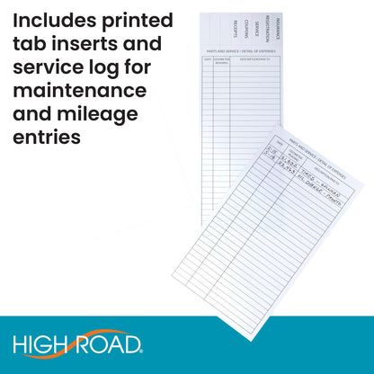 High Road Car Glove Box Organizer - Maintenance Folder for Car Documents - Card Pockets for Insurance and Registration with Receipt Log and Divider Tab Inserts