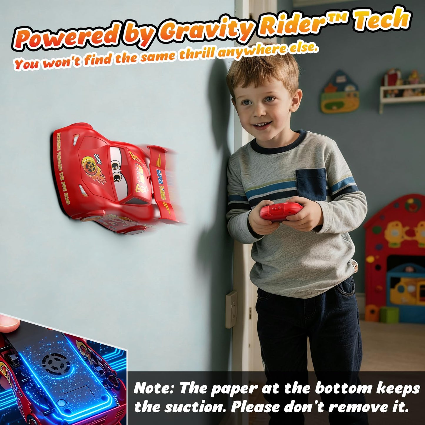 JOI MEW Wall Climbing RC Car Toy with Expression Stickers, 360° Rotating Remote Control Stunt Car, Rechargeable Toy Car for Kids Boys Girls Ages 3-12 Indoor Gift