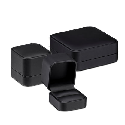 ALLURE - Rich Leatherette Bracelet Box, Premium Black Luxury Diamond Bracelet Case, Soft Velvet Interior. With Matching Black Interior Leather Ideal for Proposals, Engagement, Wedding Anniversary
