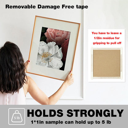Hasaky Damage Free Removable Wall Tape 18ft, Rug Gripper Heavy Duty Double Sided Tape Black, Picture Hanging Strips Replacement, Mounting Tape Adhesive Strips