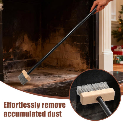 59" Fireplace Brush, Adjustable Metal Handle with Metal bristles, Suitable for Indoor fireplaces, Outdoor fire pits, and Camping. Easily Clears Ashes and Embers