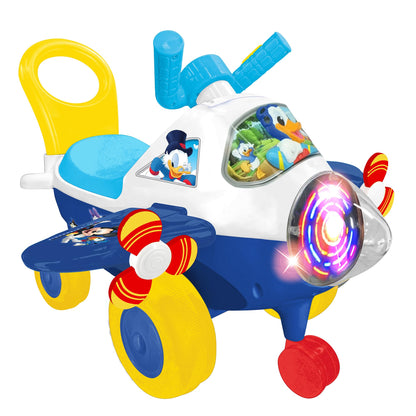 Kiddieland Disney Donald Duck Activity Plane Ride-On, Foot-to-Floor Lights & Sounds with Interactive Steering Wheel, Dashboard, Parent Handle, Ages 12–36 Months
