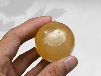 Amazing Gemstone Yellow Calcite Crystal Ball with Stand - 2 Inches Crystal Sphere Meditation Balls for Witchcraft and Decorative Balls