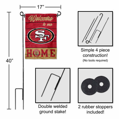 San Francisco 49ers Welcome To Our Home Garden Flag and Flagpole Mount