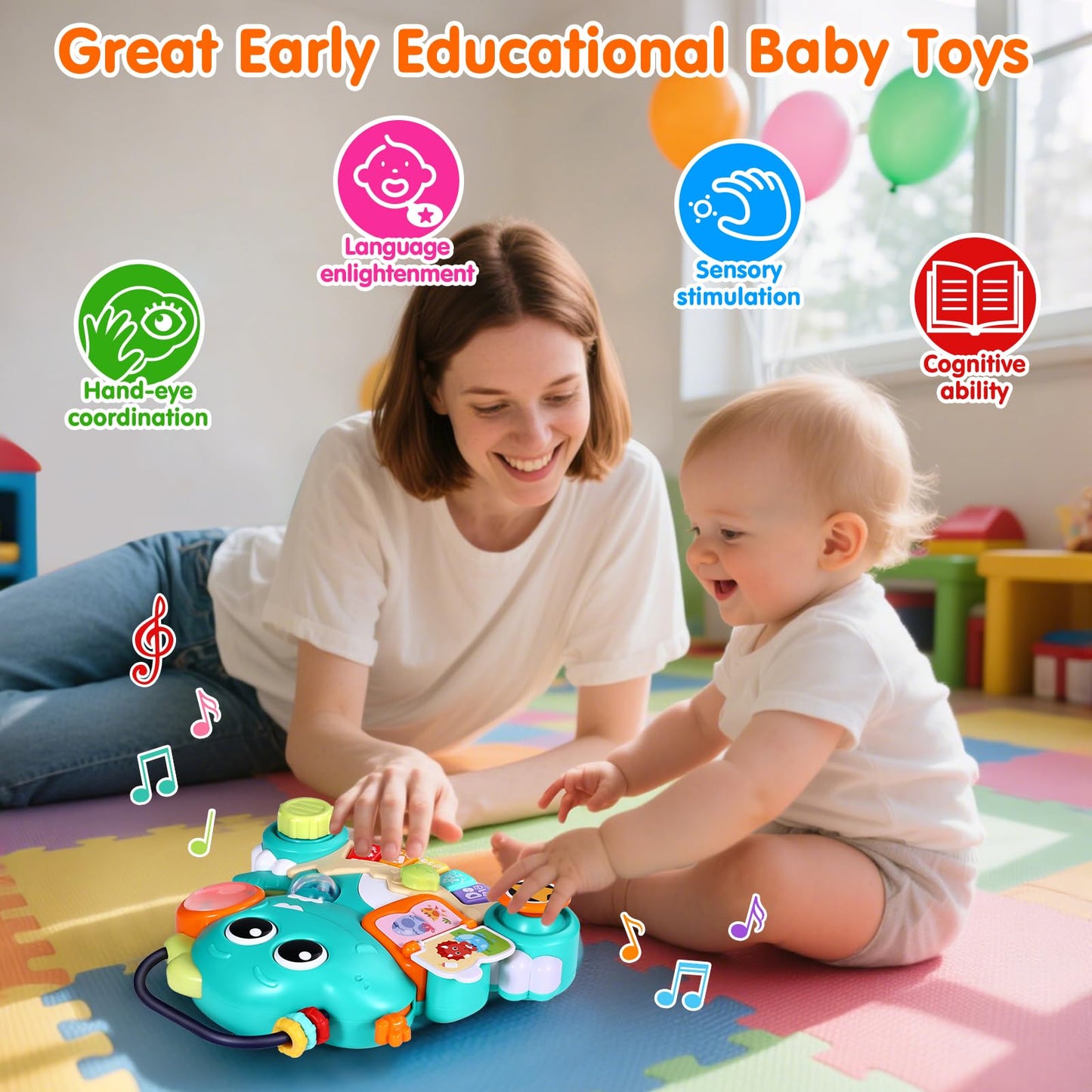 ITSFORU Baby Toys 6-12 Months Dinosaur Music Light Up Baby Piano Toys for 1 Year Old Boy Girl Early Learning Educational Piano Keyboard Infant Toys for 12 18 Months Baby Toy 1 Year Old Boys Girls Gift