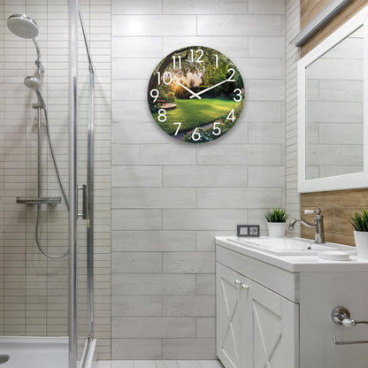 JoFomp Indoor Outdoor Wall Clock Waterproof, 14 Inch Garden Clock with Glass, Large Outdoor Clocks for Patio, Silent Outside Wall Clocks Battery Operated, Weatherproof Outdoor Clock for Pool Area Yard