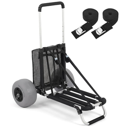 Sekey Beach Wagon with 12" Big Wheels for Sand, Heavy Duty Collapsible Beach Cart with Balloon Tires, Foldable Utility Sand Wagon for Outdoor Camping, Fishing & Groceries.Black