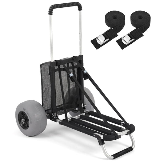 Sekey Beach Wagon with 12" Big Wheels for Sand, Heavy Duty Collapsible Beach Cart with Balloon Tires, Foldable Utility Sand Wagon for Outdoor Camping, Fishing & Groceries.Black