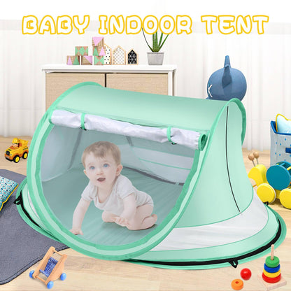 Kapeazo Baby Beach Tent, Large Pop Up Portable Sun Shade with Mosquito Net, Indoor Baby Play Tent for Travel, Beach, UPF 50+ UV Protection Sun Shelters