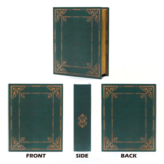 Jolitac Wooden Decorative Book Boxes 3-Pack - Vintage Style Secret Storage Boxes Handcrafted Wooden Storage Containers with Rustic Magnetic Closure for Jewelry & Keepsakes (Vintage Green)