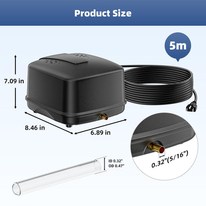 Biling Pond Aerator, Ultra Quiet 43dB 635GPH Pond Air Pump, IP55 Waterproof Septic Aerator for Outdoor Ponds, Koi Ponds, Water Gardens and Septic Tank BL-40
