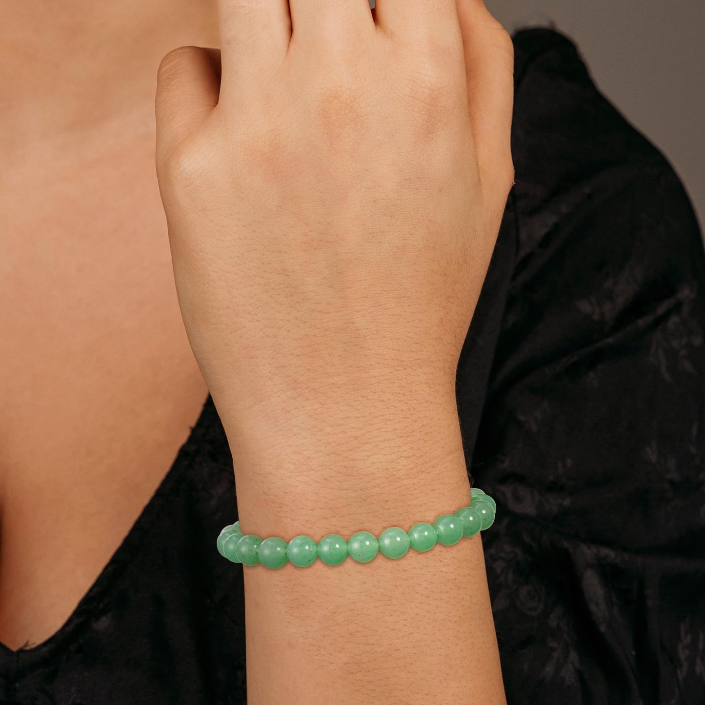 Gnamy Green Aventurine Crystal Bracelet for Women, Healing Crystal Bracelets for Spiritual Healing Positive Energy Stress Relief, Natural Stone Stretch Beaded Jade Bracelet Birthday Valentines Christmas Jewelry Gifts