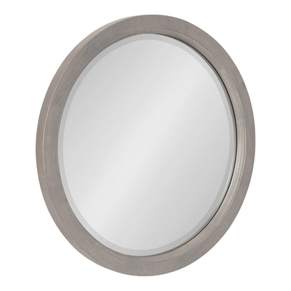 Kate and Laurel Hogan Farmhouse Round Wall Mirror; 18 Inch Diameter; Gray; Sophisticated Modern Mirror for Wall