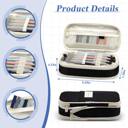 Jutom 39 Pcs Aesthetic Book Annotation Kit Highlighter with Pencil Case Bag Gel Pen Transparent Sticky Note Taking Bible Study College School Supplies(Black,Cute Style)