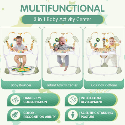 Furmubei Baby Activity Center, 3-in-1 Baby Jumper, Infant Activity Center with 360° Rotating Seat, Music, Lights, 3 Adjustable Heights, Infant Activity Jumper for 6+ Months JP2403