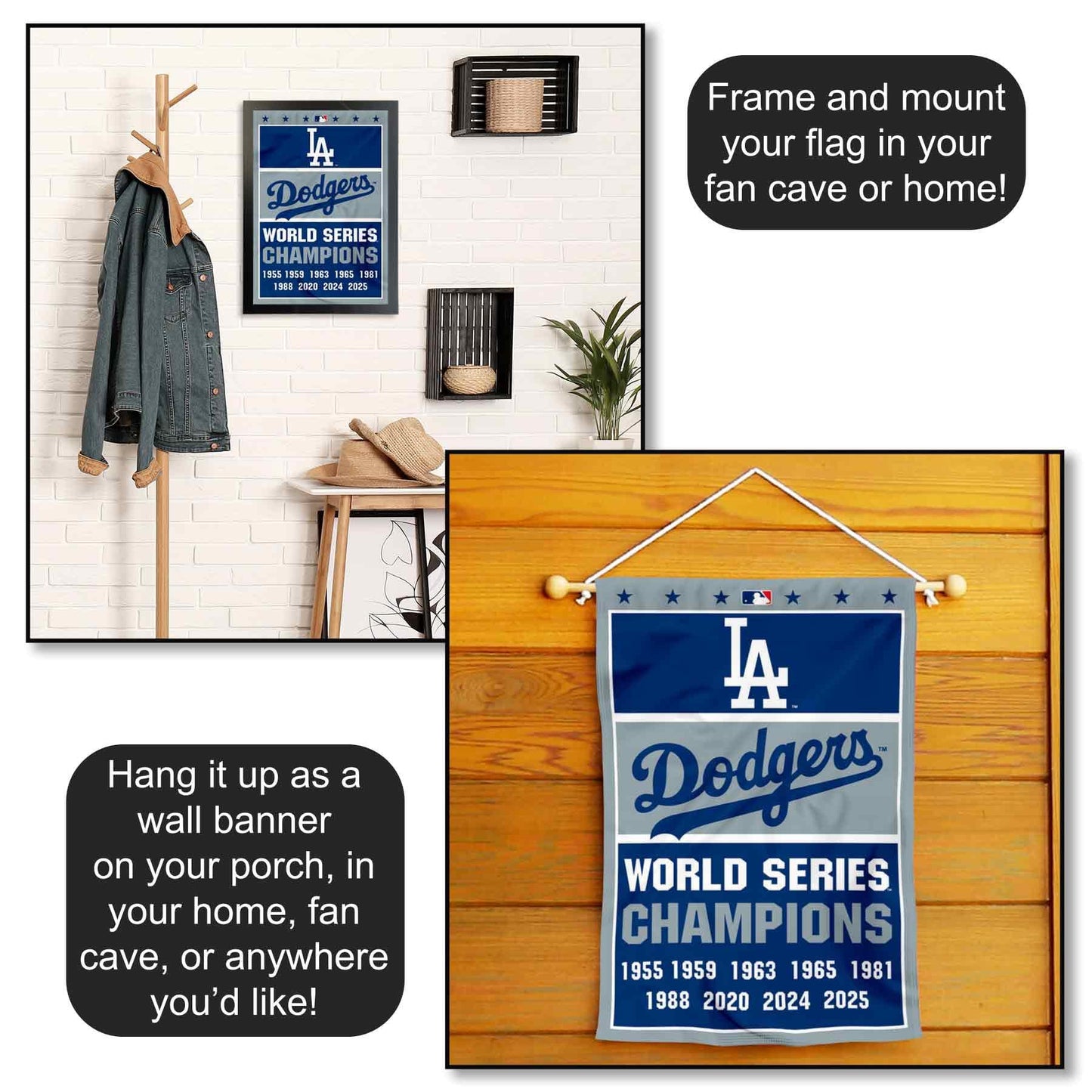 Dodgers 9 Time World Champions Series Double Sided Garden Flag