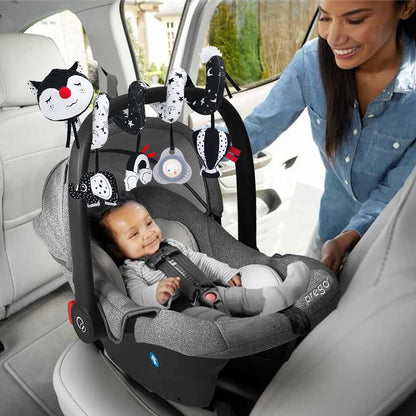ORZIZRO Car Seat Toys, High Contrast Black and White Toy for Infants 0-3 6 12 Months, Musical Black Fox Carseat Toys Stroller Toy for Babies Newborns