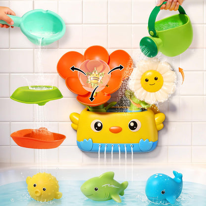 Toddler Bath Toys for Kids Ages 1-3 | Safe & Fun Mold Free Baby Bath Toys | Interactive Bath Toys with Blooming Flower with Watering Can Bathtub Water Toys for 1+ Year Old Great for Girls Shower Gifts