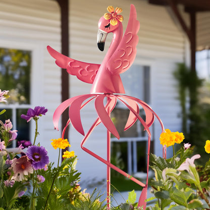 Bits and Pieces Pink Flamingo Wind Spinner - 38 Inch Outdoor Garden Decoration Rust-Resistant Windspinner Windmill Yard Art