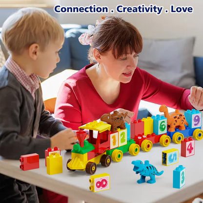 NoyiEon Building Blocks for Toddler 2-5| Stacking Toys with 4 Cars, Learning and STEM Fun Montessori Toys| Educational Blocks Age 3+ for Kids Boys & Girls Birthday, Compatible with All Major Brands