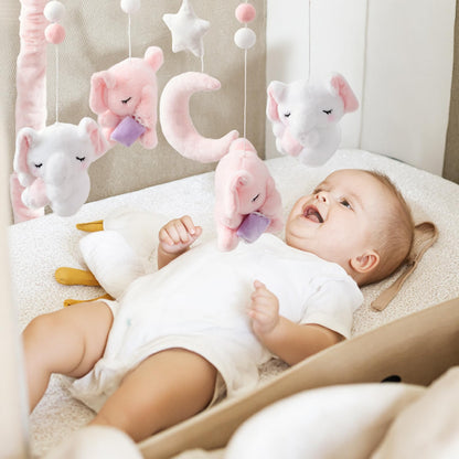 Baby Crib Mobile - Elephant Mobile for Crib with 28 Inches Mobile Arm and 35 Lullabies Musical Box, 3 Modes Digital, Volume Control, Essential Gift for Infant Boys Girls Bedroom Hanging Decor