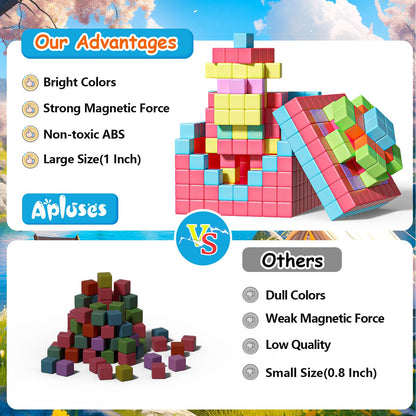 Apluses Magnetic Blocks, Magnet Building Cubes for Toddlers Ages 3-5, STEM Educational Sensory Autism Montessori Preschool Toys, Gifts for Kids Ages 4-8 Year Old Boys and Girls