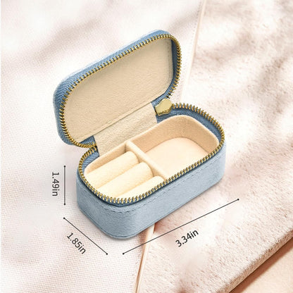 TAIMY Mini Jewelry Travel Case, Velvet Small Travel Jewelry Box, Portable Jewelry Travel Organizer Box for Rings Earrings Necklaces, Gifts for Women Girls(Blue)