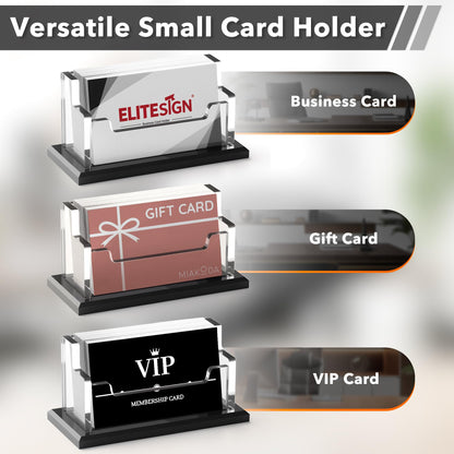 EliteSign 2 Pack Business Card Holder - Business Card Organizer with Black Base, Acrylic Name Cards Holder for Office, Reception, Vendor Booth and Trade Shows, Basic Office Supplies for Desk