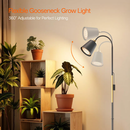 Bstrip Grow Light for Indoor Plants, 65" Tall Standing Grow Light, 18W Non-Dimmable LED Plant Light with Optical Lens, Full Spectrum Plant Light with Flexible Gooseneck & Smart Timer