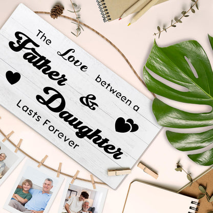 shiviody Dad and Daughter Picture Frame Photo Holder for Wall, Dad Daughter Gifts, the Love Between Father and Daughters Lasts Forever Photo Hanging Display Picture Board for Wall Decor