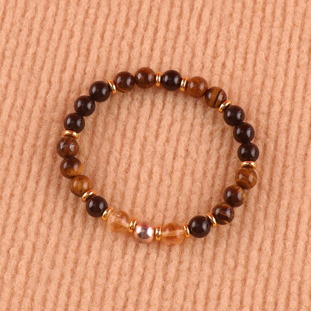 KSQS Healing Stone Bead Bracelet for Women, Natural Gemstones Balance Protection Bracelet, Spiritual Crystal Beads Bracelet Anxiety Relief with Meaning Card(#19)