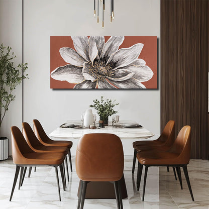 ZHENGYIN Hand-Painted White Flower Canvas Wall Art, Textured Floral Artwork, Modern Farmhouse Wall Decor for Bedroom Living Room Entryway, 20×40 in