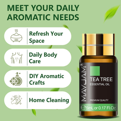 MAYJAM Tea Tree 20 Pcs Pure Essential Oil Gift Set, for Diffuser, Humidifiers, Skin Care, Massage, Fragrance Oil Scent for DIY Candle and Soap Making, Gift for Friend (5ML)