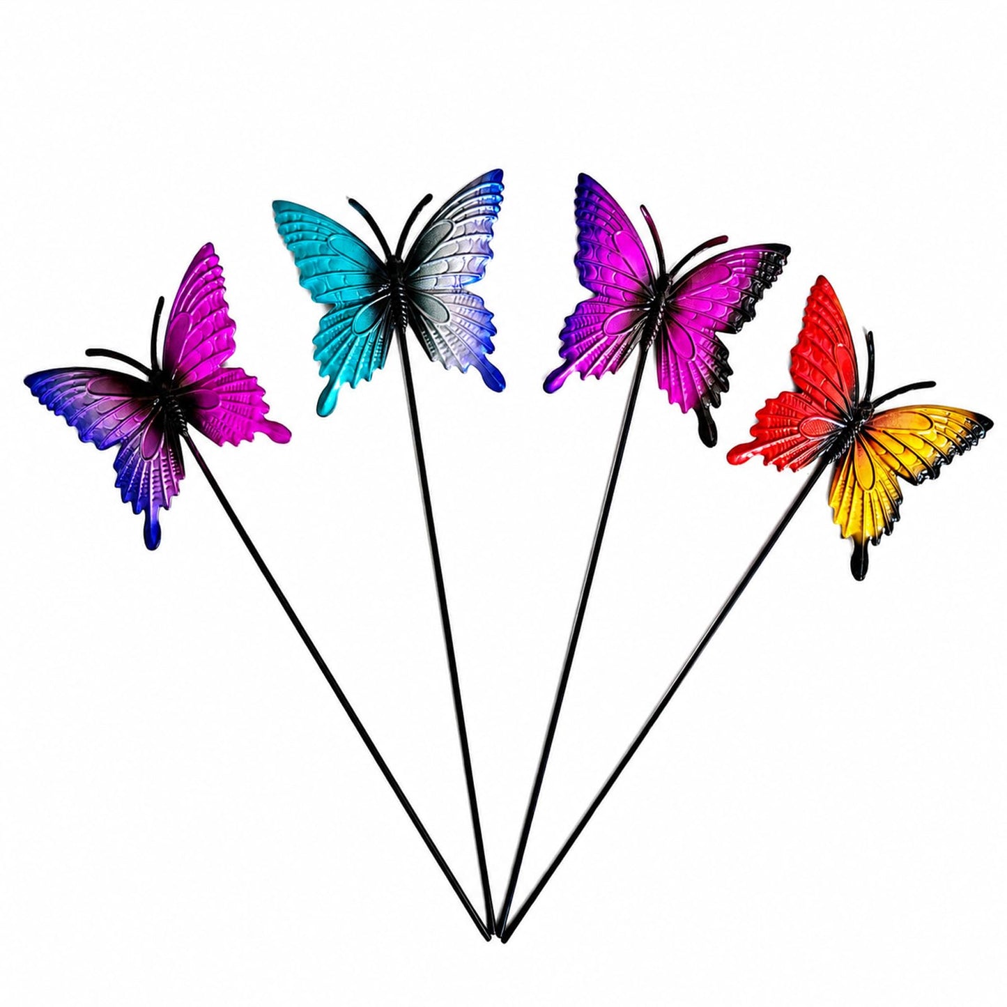 Plsvevax Outdoor Garden Decor Metal Butterfly Stakes 4pack ，Spring Summer Metal Courtyard Art for Lawn Terrace Paths