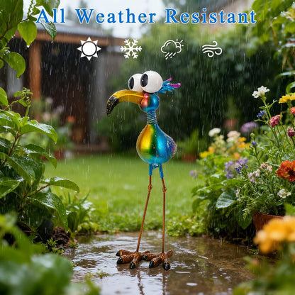 Giole 18.9" Metal Peacock Garden Statue - Weather-Resistant Outdoor Bird Figurine, Yard Art Decor for Lawns and Patios, Unique Gift for Gardening Enthusiasts
